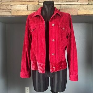 J. Jill Pink Oversized Corduroy Crushed Velvet Jean Jacket Preppy Layer Artsy S